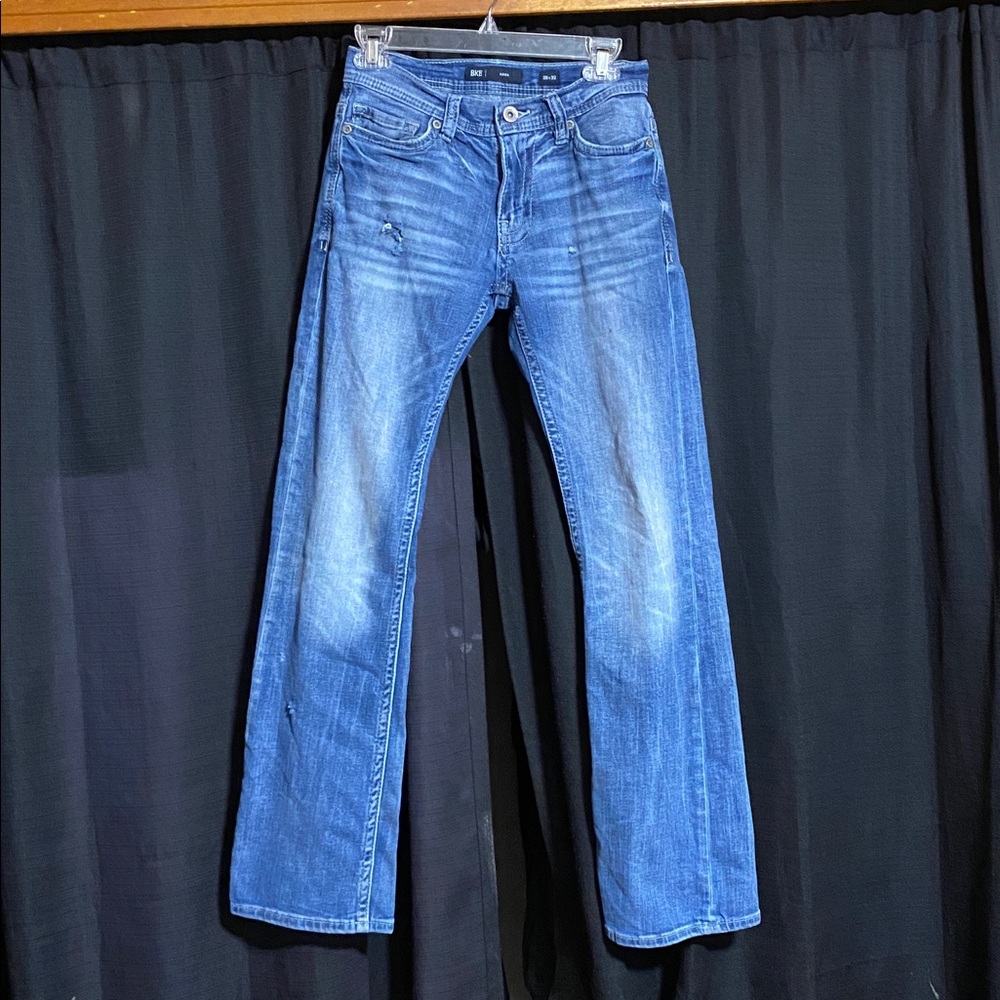 BKE Distressed Indigo Bootcut Jeans